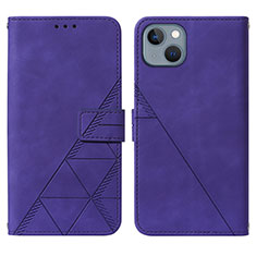 Leather Case Stands Flip Cover Holder Y02B for Apple iPhone 14 Plus Purple