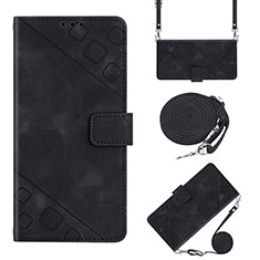 Leather Case Stands Flip Cover Holder Y02B for Huawei Honor X6 5G Black