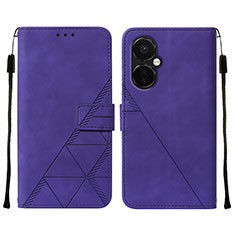 Leather Case Stands Flip Cover Holder Y02B for OnePlus Nord CE 3 5G Purple
