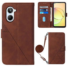 Leather Case Stands Flip Cover Holder Y02B for Realme 10 4G Brown