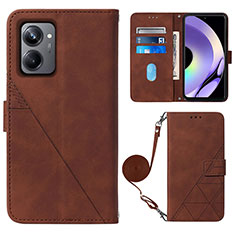 Leather Case Stands Flip Cover Holder Y02B for Realme 10 Pro 5G Brown