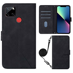 Leather Case Stands Flip Cover Holder Y02B for Realme C25 Black