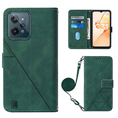 Leather Case Stands Flip Cover Holder Y02B for Realme C31 Green