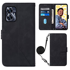 Leather Case Stands Flip Cover Holder Y02B for Realme C55 Black