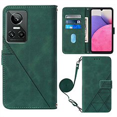Leather Case Stands Flip Cover Holder Y02B for Realme GT Neo3 5G Green