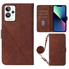 Leather Case Stands Flip Cover Holder Y02B for Realme GT2 Pro 5G Brown