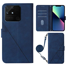 Leather Case Stands Flip Cover Holder Y02B for Realme Narzo 50A Blue