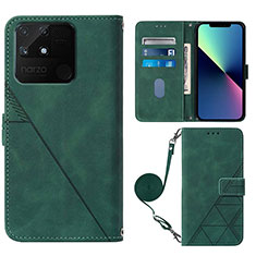 Leather Case Stands Flip Cover Holder Y02B for Realme Narzo 50A Green