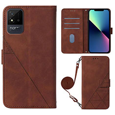 Leather Case Stands Flip Cover Holder Y02B for Realme Narzo 50i Brown