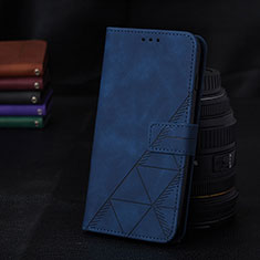 Leather Case Stands Flip Cover Holder Y02B for Samsung Galaxy A12 Nacho Blue