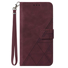 Leather Case Stands Flip Cover Holder Y02B for Samsung Galaxy A23 5G Red Wine