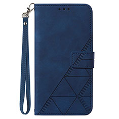 Leather Case Stands Flip Cover Holder Y02B for Samsung Galaxy M53 5G Blue