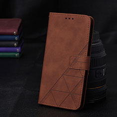 Leather Case Stands Flip Cover Holder Y02B for Samsung Galaxy S20 5G Brown