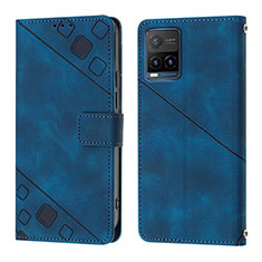 Leather Case Stands Flip Cover Holder Y02B for Vivo Y21 Blue