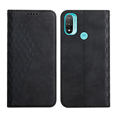 Leather Case Stands Flip Cover Holder Y02X for Motorola Moto E20 Black