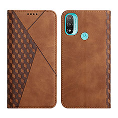 Leather Case Stands Flip Cover Holder Y02X for Motorola Moto E20 Brown