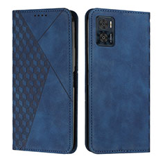 Leather Case Stands Flip Cover Holder Y02X for Motorola Moto E22i Blue