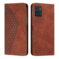 Leather Case Stands Flip Cover Holder Y02X for Motorola Moto E22i Brown