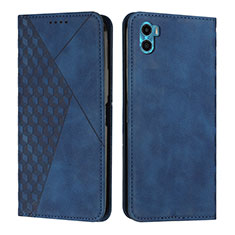 Leather Case Stands Flip Cover Holder Y02X for Motorola Moto E22S Blue