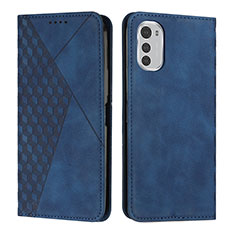 Leather Case Stands Flip Cover Holder Y02X for Motorola Moto E32s Blue