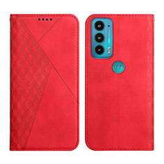 Leather Case Stands Flip Cover Holder Y02X for Motorola Moto Edge 20 5G Red