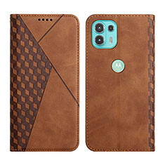 Leather Case Stands Flip Cover Holder Y02X for Motorola Moto Edge 20 Lite 5G Brown