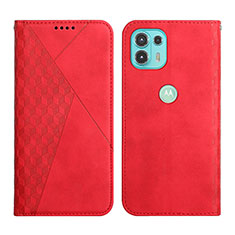 Leather Case Stands Flip Cover Holder Y02X for Motorola Moto Edge 20 Lite 5G Red