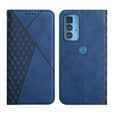 Leather Case Stands Flip Cover Holder Y02X for Motorola Moto Edge 20 Pro 5G Blue