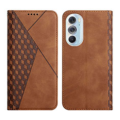 Leather Case Stands Flip Cover Holder Y02X for Motorola Moto Edge 30 Pro 5G Brown