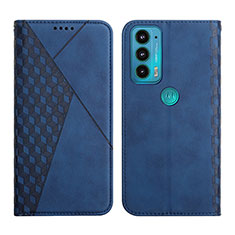 Leather Case Stands Flip Cover Holder Y02X for Motorola Moto Edge Lite 5G Blue