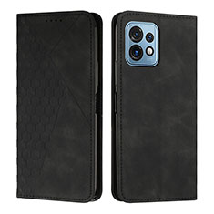Leather Case Stands Flip Cover Holder Y02X for Motorola Moto Edge Plus (2023) 5G Black