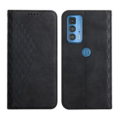 Leather Case Stands Flip Cover Holder Y02X for Motorola Moto Edge S Pro 5G Black