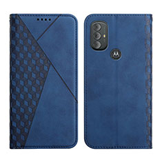 Leather Case Stands Flip Cover Holder Y02X for Motorola Moto G Play (2023) Blue