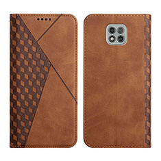 Leather Case Stands Flip Cover Holder Y02X for Motorola Moto G Power (2021) Brown
