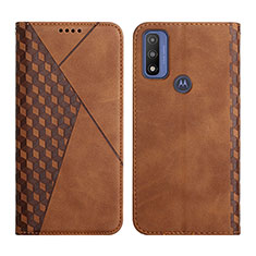 Leather Case Stands Flip Cover Holder Y02X for Motorola Moto G Pure Brown