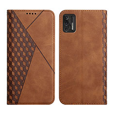 Leather Case Stands Flip Cover Holder Y02X for Motorola Moto G Stylus (2021) Brown