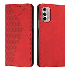 Leather Case Stands Flip Cover Holder Y02X for Motorola Moto G Stylus (2022) 4G Red
