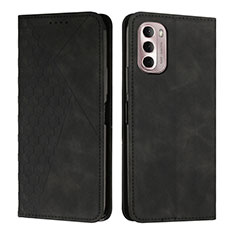 Leather Case Stands Flip Cover Holder Y02X for Motorola Moto G Stylus (2022) 5G Black
