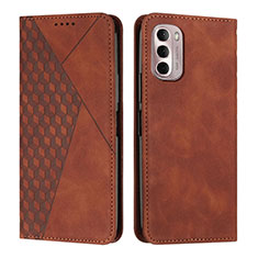 Leather Case Stands Flip Cover Holder Y02X for Motorola Moto G Stylus (2022) 5G Brown