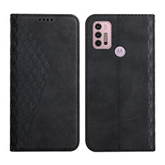 Leather Case Stands Flip Cover Holder Y02X for Motorola Moto G10 Black