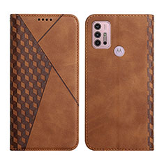 Leather Case Stands Flip Cover Holder Y02X for Motorola Moto G10 Brown