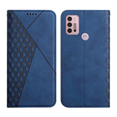 Leather Case Stands Flip Cover Holder Y02X for Motorola Moto G10 Power Blue
