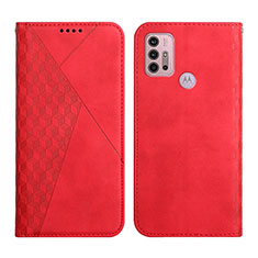 Leather Case Stands Flip Cover Holder Y02X for Motorola Moto G10 Red