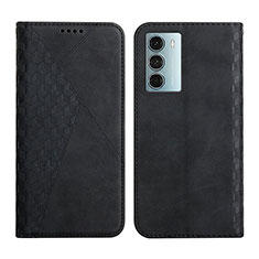 Leather Case Stands Flip Cover Holder Y02X for Motorola Moto G200 5G Black