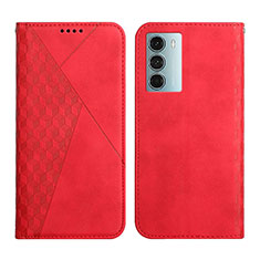 Leather Case Stands Flip Cover Holder Y02X for Motorola Moto G200 5G Red
