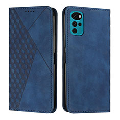 Leather Case Stands Flip Cover Holder Y02X for Motorola Moto G22 Blue