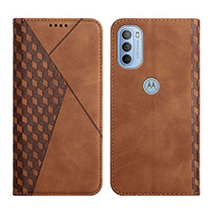 Leather Case Stands Flip Cover Holder Y02X for Motorola Moto G31 Brown