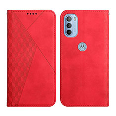 Leather Case Stands Flip Cover Holder Y02X for Motorola Moto G31 Red