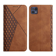 Leather Case Stands Flip Cover Holder Y02X for Motorola Moto G50 5G Brown