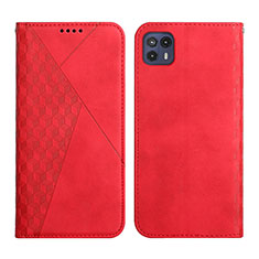 Leather Case Stands Flip Cover Holder Y02X for Motorola Moto G50 5G Red